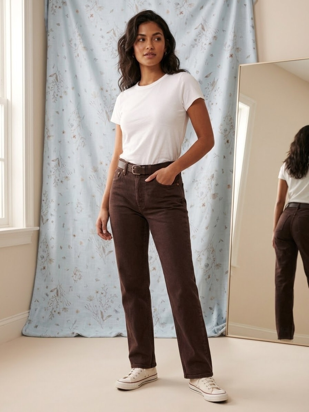 Abercrombie & Fitch Mid Rise 90s Straight Jeans Brown Size 27